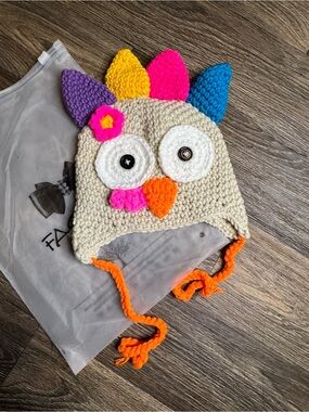 Kids Crochet Turkey Beanie Hat - Multicolor
